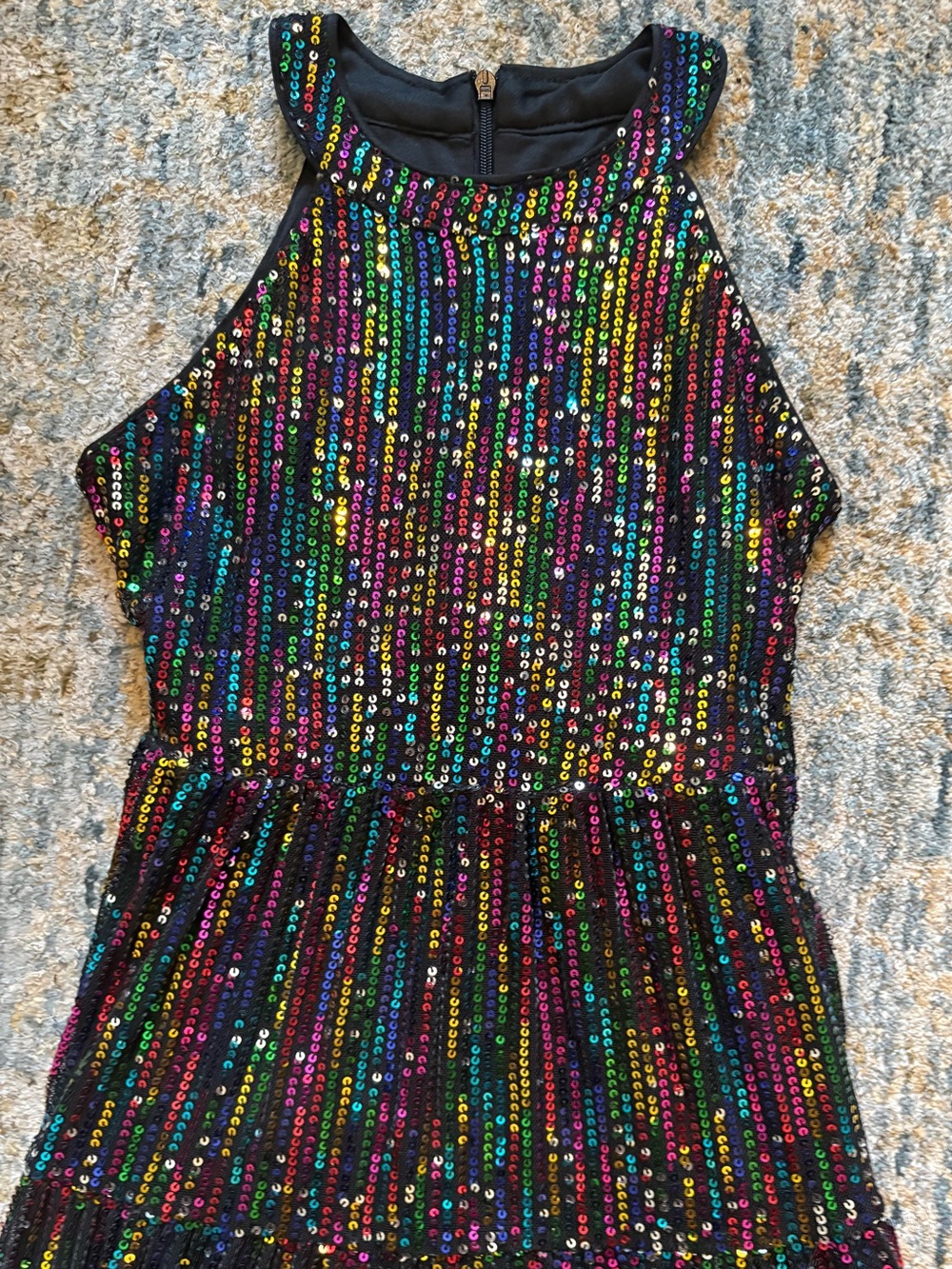 Grace Karin Big Girls Rainbow Stripe Sequin Halter Maxi Dress Size 7 - Picture 3 of 4